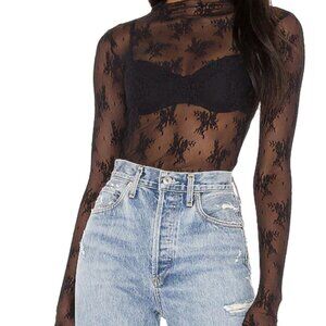 Free People Lace Black Long Sleeve